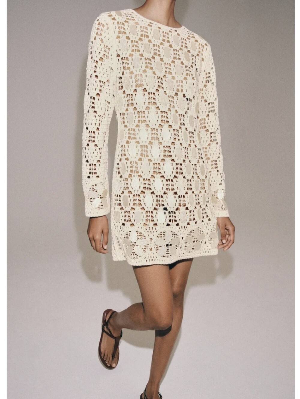 Beaded Open-Knit Dress